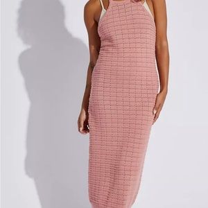 Free People Beach Mallorca Sweater Knit Midi Dress Rose Fauxchet